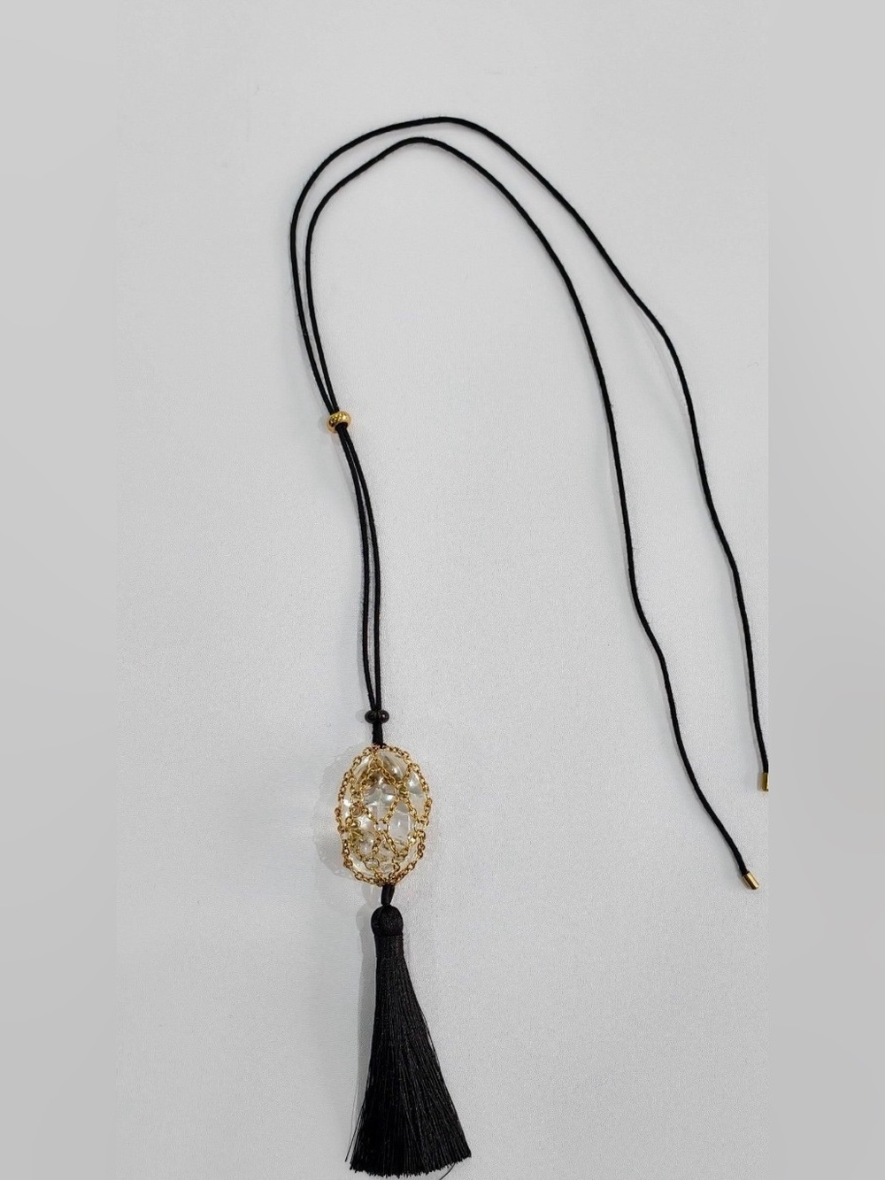 Designer MAYAMAR - 24k plated Crystal Net Tassel Necklace